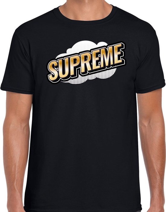 Bellatio Decorations Supreme fun tekst t-shirt voor heren zwart in 3D effect S