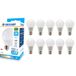 LED-lamp, standaard A60, E27-fitting, 12 W, koud wit licht 6500 K, verpakking van 10 lampen