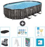 Bestway Ovaal Power Steel Zwembad - 610 x 366 x 122 cm - Grijs