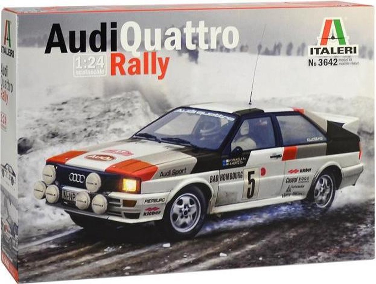 Italeri 3642S - 1:24 Audi Quattro Rally , modelbouw, bouwpakket, standmodelbouw, knutselen, hobby, lijmen, plastic bouwpakket, detailgetrouw