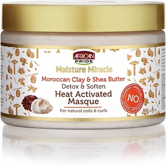 African Pride Moisture Miracle Moroccan Red Clay & Shea Butter Detox & Soften Heat Activated Masque 340gr