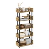 Furinno Turn-N-Tube 5-laags gereedschapsloos displayrek, Flagstaff eiken/zwart