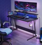 Vasagle Parya Home Elektrisch in Hoogte Verstelbaar Bureau 120 x 60 cm – Traploos Verstelbaar met Geheugenfunctie – Vintage Bruin & Zwart