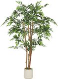 HOMCOM Kunstplant voor binnen, 150 cm, Banyan, kunstboom, groen | Kunststof pot, massief houten stam, kunstplant, decoratie voor huis, kantoor, woonkamer, slaapkamer