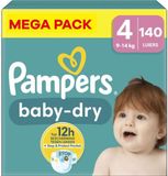 Pampers Baby Dry Maat 4 Mega Pack 140 stuks 9/14 KG