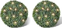 vidaXL Ronde kunstbuxus 35 cm met solar LED-verlichting (2 stuks)