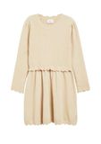 s.Oliver - Meisjesjurk met lange mouwen, ronde hals, kuithoogte, effen, lichtbeige, viscose, glittergaren, Herfst/Winter 2026