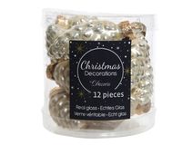 Decoris 12 Glazen dennenappels 40 mm parel