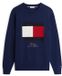 Tommy Hilfiger Pull en maille homme M Coton Bleu marine/Rouge/Blanc