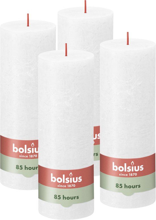 Bolsius stompkaarsen shine 4 st rustiek 190x68 mm wolkenwit