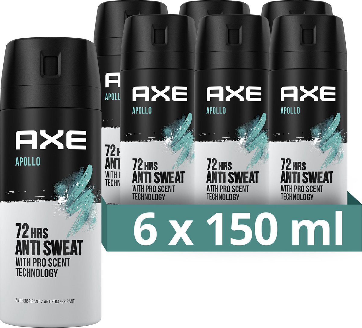 AXE Apollo Anti-transpirant Spray - 6 x 150 ml - Voordeelverpakking