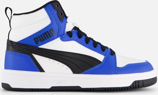 PUMA Rebound V6 Mid Jr Sneakers - White/Black/Racing Blue - Size 37 - Unisex