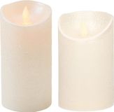 Anna's Collection Set de 2x bougies LED perle crème avec flamme mobile - 12,5 et 15 cm