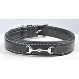 HKM Bit Hondenhalsband Leder Zwart M