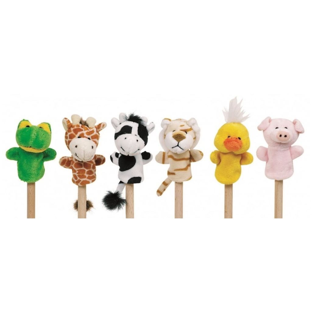 Toys pure Vingerpoppen Set Baby Dieren 6 Stuks 7 8 cm