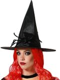 Atosa Halloween heksenhoed - met grote spin - one size - zwart