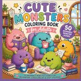 Cute Monsters Coloring Book for Adults: 50 Adorable Monster Scenes for Relaxation, Stress Relief & Cozy Coloring