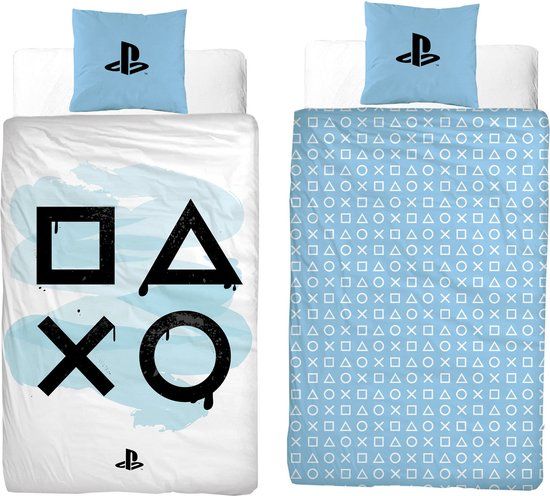 Playstation Dekbedovertrek Spray - 140x200 - 100% Katoen - Wit - Kinderen