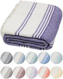 DEMMEX Gecertificeerd 100% biologisch Turks katoenen strand- en badhanddoek - hamam pestemal handdoek, deken - oversized, sneldrogend, zandvrij, compact - diamantweefsel, voorgewassen, gemaakt in