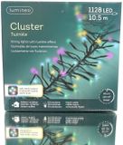 Lumineo LED cluster lights 1128 lights soft multi colour black cord