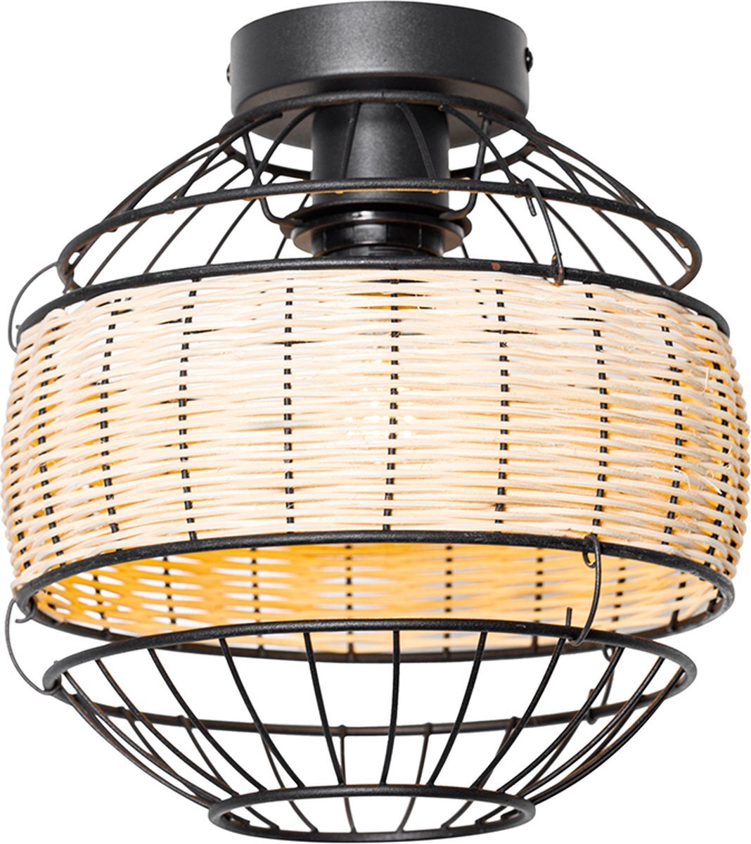 QAZQA emir - Oosterse Plafondlamp - 1 lichts - Ø 25 cm - Zwart - Woonkamer | Slaapkamer | Keuken