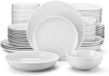 Happiq Exquisite Bordenset – Assiettes de dîner – 24 personnes – 48 pièces – Céramique blanche