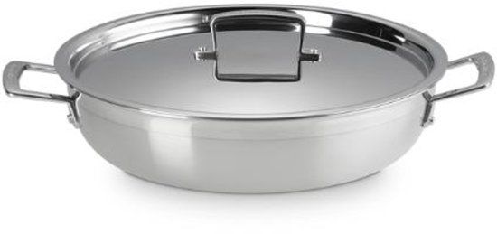 Le Creuset 3-laags roestvrijstalen braadpan met antiaanbaklaag | Deksel | 30 cm | 4,8 l