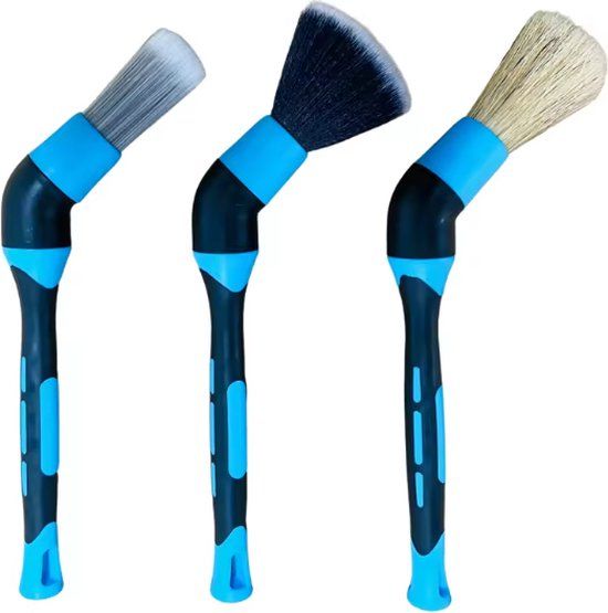 Auto Detailing Brush Set - 3 Kwasten - Blauw