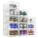Seseno 12 Pack Schoen Opbergbakken, Clear Plastic Stapelbare Schoen Organizer voor Kast, Ruimtebesparend Opvouwbaar Schoenenrek, Schoenendoos Sneaker Houder Container