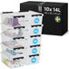 SmartStore 14L doorzichtige plastic opbergdozen met deksel, 10 stuks, versterkt, 10 jaar garantie, voedselveilig, clip vergrendeld, stapelbaar en nestbaar, BPA-vrij L40 x B30 x H18 cm
