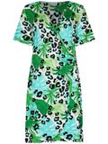Pastunette - Jurk - Jungle - EcoVero Viscose - Korte mouw - Groen/Wit - Maat 42