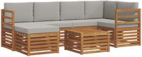 vidaXL Buiten bank set 7 st Natuurlijk en Licht Grijs Polyester
