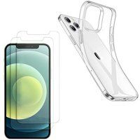 Phonillico® Hoesje voor iPhone 12 PRO (6,1) en 2 geharde glazen