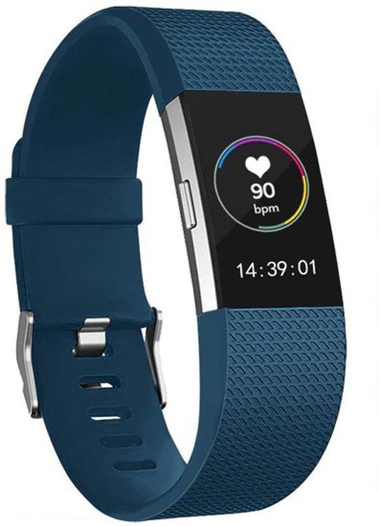 Qubix Fitbit Charge 2 sportbandje (Large) - Donkerblauw