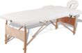vidaXL Table de massage pliable 2 zones avec cadre en bois (crème blanc)
