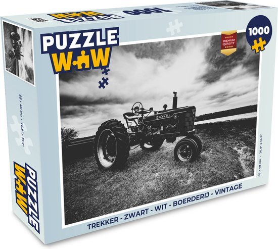 MuchoWow Puzzel Trekker - Zwart - Wit - Boerderij - Vintage - Legpuzzel - Puzzel 1000 stukjes volwassenen - Sinterklaas cadeautjes - Sinterklaas voor grote kinderen