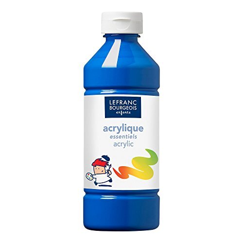 Lefranc & Bourgeois 188531 Value acrylverf voor kinderen, op waterbasis, met glanseffect, zijdeglanzende afwerking, dekkend, doseeropening, 500 ml fles, primair blauw