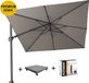 Platinum Challenger T2 premium zweefparasol 300x300 cm Manhattan grijs vierkant met 90KG voet en hoes