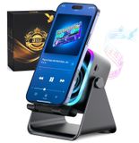Enceinte Bluetooth enceinte sans fil - Induction avec support de téléphone - Lumière d'ambiance RVB - 8 heures d'autonomie - Noir