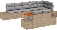 vidaXL Tuinbank Set 9-delig Beige Polyrattan