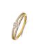 Lucardi Dames Zilveren goldplated ring met zirkonia voor dames - Ring - 925 Zilver - Goudkleurig - 18.50 / 58 mm