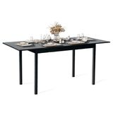 MEUBLE COSY Eettafel, uittrekbaar, industriële stijl, 4 tot 6 personen, voor woonkamer, keuken, robuust metalen frame en bewerkt hout, zwart, 120-160x80x75cm