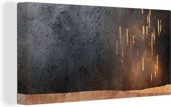 OneMillionCanvasses Canvas schilderij 160x80 cm - Abstract - Goud - Modern - Multicolor