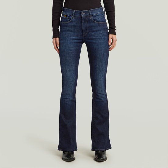 G-Star 3301 Flare Wmn Dames Jeans W26 X L30 Katoen Polyester Elastaan Worn in New Moon