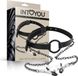 Intoyou Black Shadow - BDSM - Ring Gag avec pinces à mamelon sur chaîne - Éco-cuir - Réglable - Noir