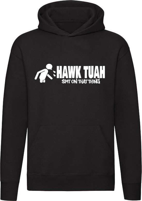 Hawk Tuah Spit on that thing Hoodie - Unisex - Black - Cotton - Size S
