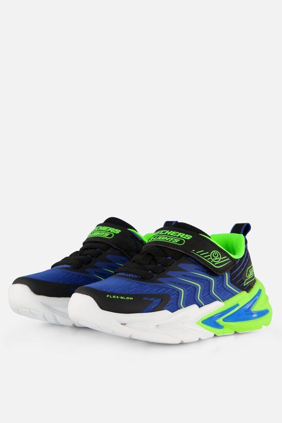 Skechers FLEX-GLOW ULTRA - PRISM-PACER Jongens Veterschoenen - Zwart / Blauw / Lime