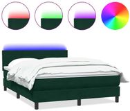 vidaXL Boxspringbed met matras en LED-verlichting, donkergroen, 160x220 cm, fluweel