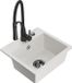 Mexen Milo évier en granit 1 bac avec robinet de cuisine Aster, blanc