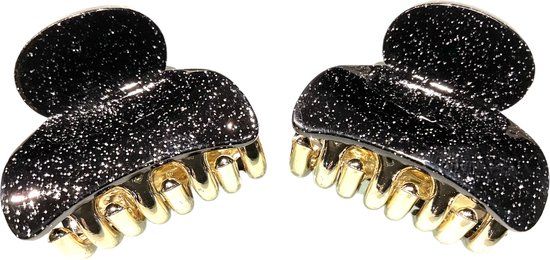 Kleine Haarklemmen - Glitter - Zwart - 2 Stuks